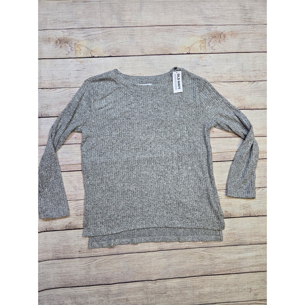Old Navy Kid Girl Ribbed Knit Soft Spun Knit Gray Long Sleeve Top Size Medium 8